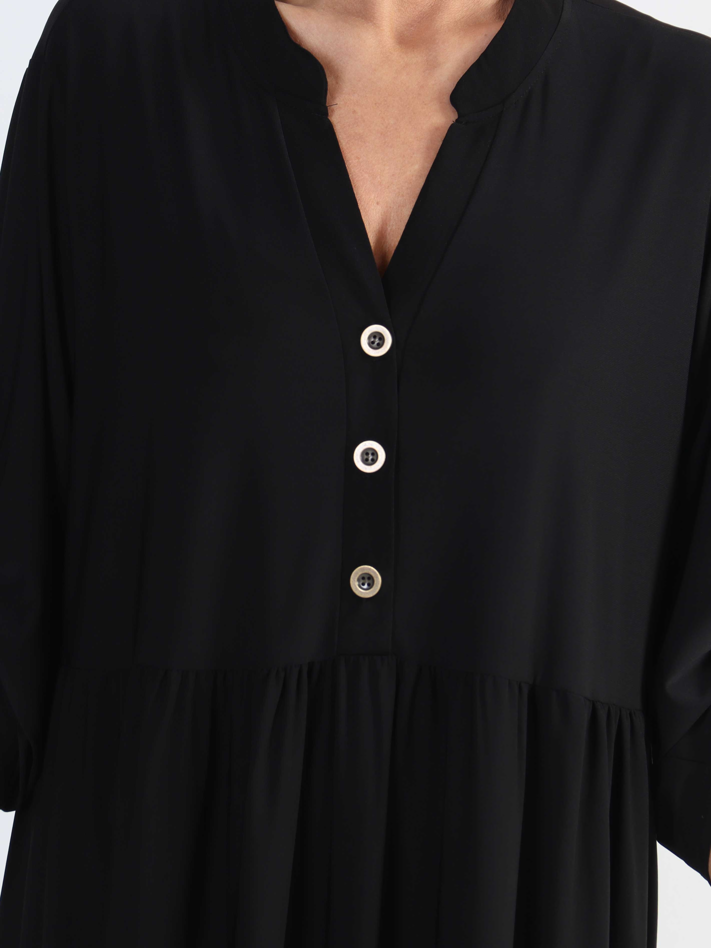 Milano Plain Midi - Ensfarvet plus size kjole med lag på lag look